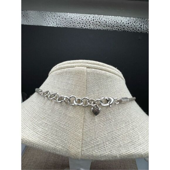 Brighton Charm Holder Necklace Open Heart Reversible Snake Chain 16-18" with Cha - Picture 2 of 10